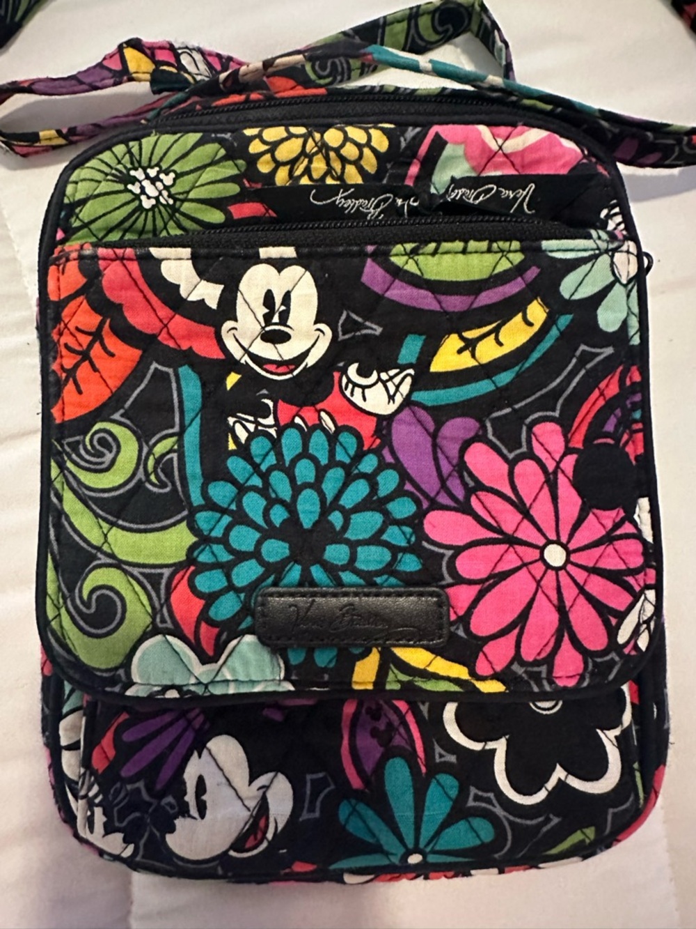 Vera Bradley x Disney Mickey Mouse Black Floral Mini Hipster Crossbody Bag